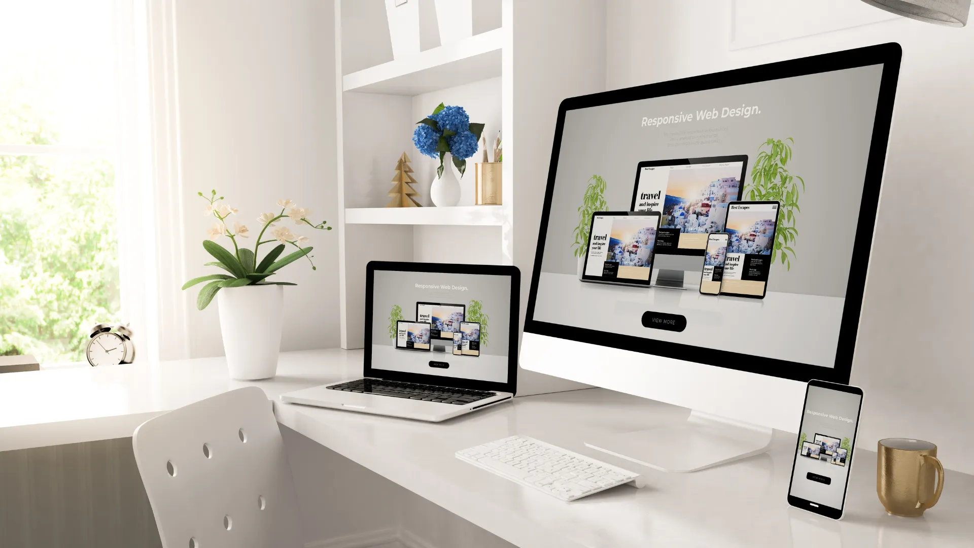 High-converting website design showing responsive layout on laptop and mobile